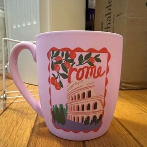 Punch Studio Rome Italy Themed Ceramic Mug with Pink Soft Touch Coating